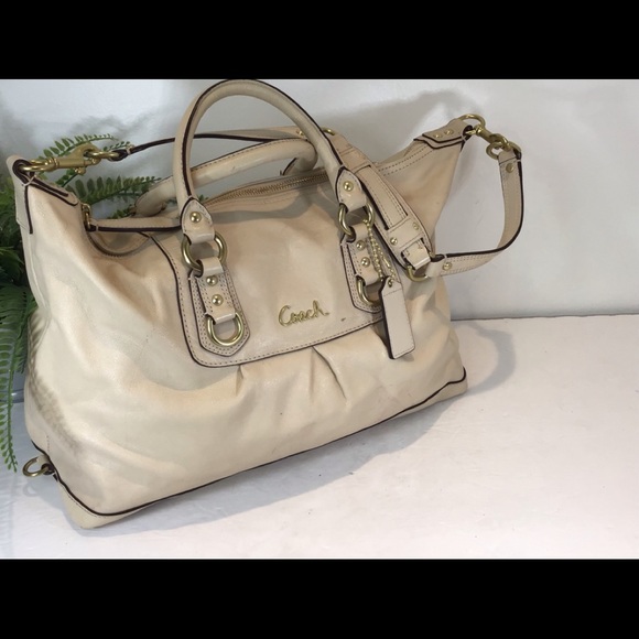 COACH ASHLEY IVORY LEATHER SATCHEL HANDBAG - Picture 2 of 16